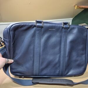 Modern Navy Leather Laptop Bag